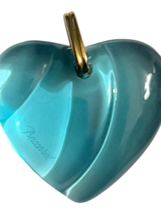 Baccarat Jewelry - Baccarat Blue-Turquoise Heart Crystal Pendant with Gold Bail